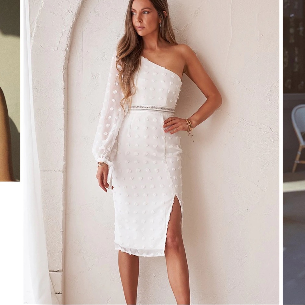 BRAND NEW Jaus Alira midi dress in white (size XL) perfect for bridal events!